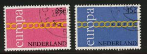 Netherlands Scott 488-489 used CTO 1971 Europa 1971 set