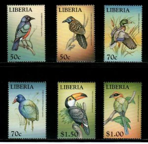 Liberia 1999 - Birds of the World - Set of 6 Stamps - MNH