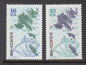 Faroe Islands 305-306 Maps MNH VF