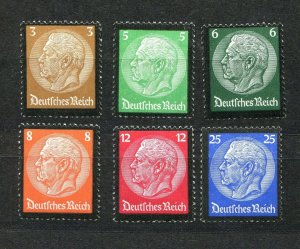 GERMANY 3rd REICH 1934 HINDENBURG DEATH MEMORIAL SCOTT 436-441 PERFECT MNH