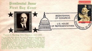 WARREN G. HARDING 29th PRESIDENT 1921-1923 CACHET COVER BICENTENNIAL STAMP 1989