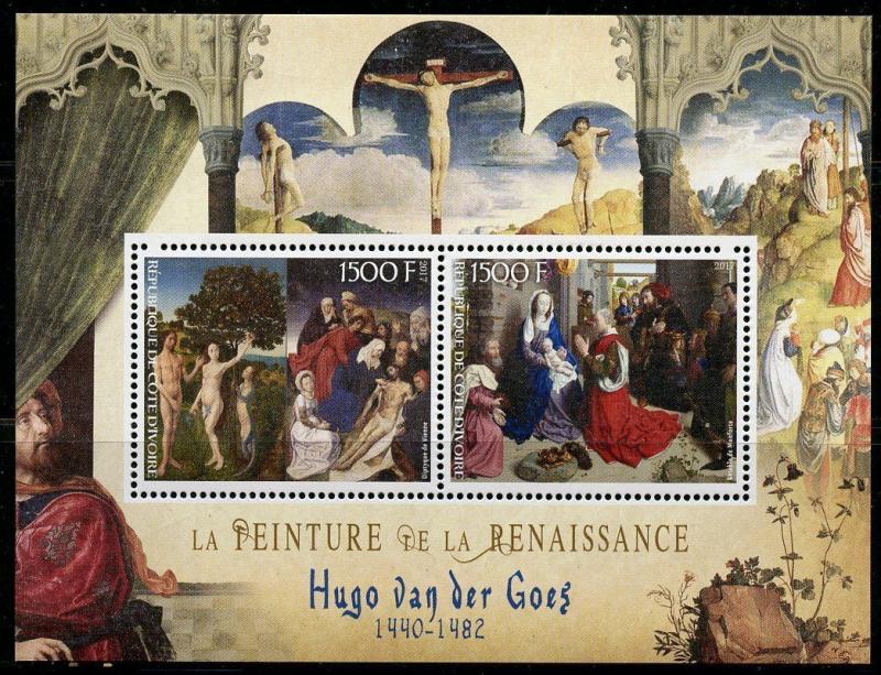 IVORY COAST 2017 HUGO van der GOES  PAINTINGS OF THE  RENAISSANCE SHEET  MINT NH