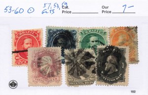 BRAZIL  53-60  USED  53 57 59 FLTS