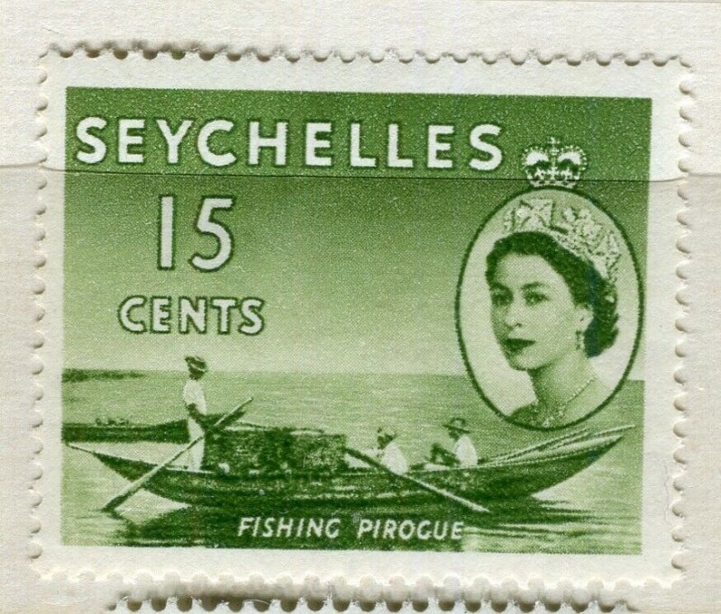 SEYCHELLES; 1953 early QEII issue fine Mint MNH unmounted 15c. value
