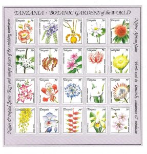 Tanzania 1992 Flowers in Rio de Janeiro Botanical Garden Sheet Sc 900 MNH Bo18