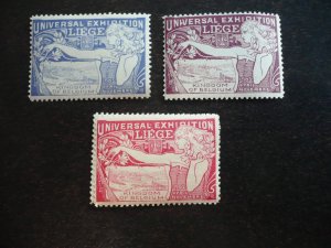 Stamps - Belgium - Cinderella - Liege Exhibition - Mint Never Hinged 3 Labels
