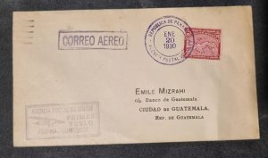 1930 Colon Canal Zone Panama First Flight Cover To Guatemala. 140 Flown #10014