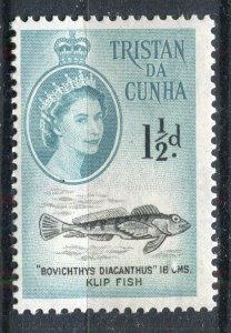 TRISTAN DA CUNHA; 1950s early QEII Pictorial issue fine Mint hinged 1.5d. value
