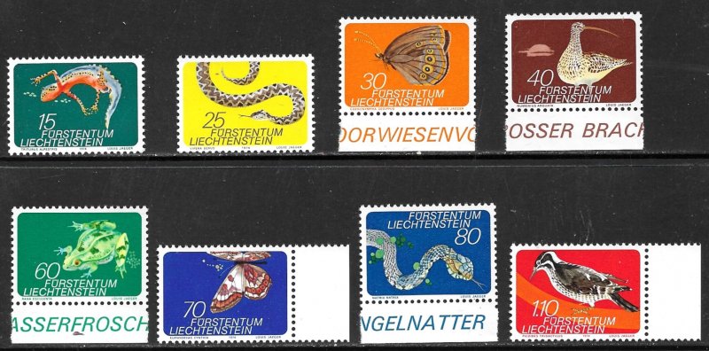 LIECHTENSTEIN 1973-74 WILDLIFE Set Sc 534-541 MNH