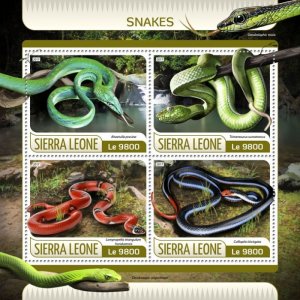 SIERRA LEONE - 2017 - Snakes - Perf 4v Sheet - Mint Never Hinged