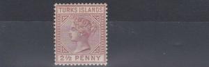 TURKS & CAICOS  1882     S G 56   2  1/2D  RED BROWN    MH