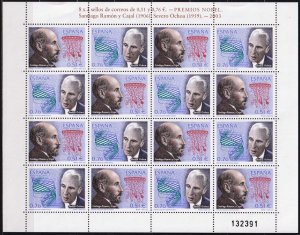 Spain 2003 NOBEL PRIZE Santiago Ramon y Cajal Severo Ochoa Mi.3820 /1 sheet MNH