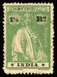 PORTUGUESE INDIA Sc 375B USED - 1920 1½r - Ceres, Ordinary paper - Perf 15 x 14