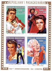 Madagascar 1995 Sc#1295/1298a Elvis Presley/Marilyn Monroe/James Dean S/S (4)