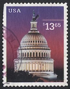 US 2002 Sc 3648  $13.65 US Capitol Dome Used VF, couple clipped perfs