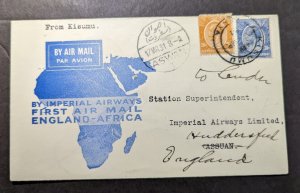 1931 British KUT Airmail First Flight Cover Kisumu Kenya to Huddersfield England