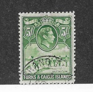 Turks & Caicos Sc #88 5sh green used VF