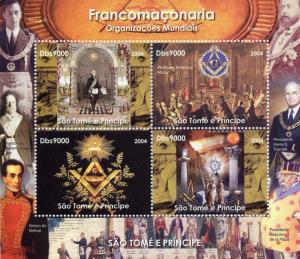 Sao Tome & Principe 2004 FREEMASONRY Sheet Perforated mnh.vf