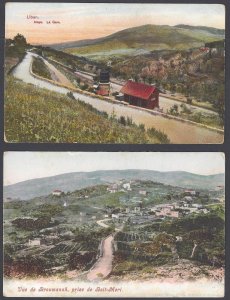 LEBANON 1900 TWO PRINT POST CARDS BROUMANAH & ARYA LA GARE