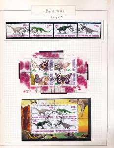 Burundi 1992/2010 Wildlife Cats Dogs Dinosaurs Birds Used Sheets 35+ DAB 847