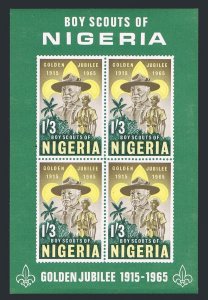 Nigeria 172a sheet,MNH.Michel 163B Bl.5. Boy Scouts-50,1965.Lord Baden-Powell.