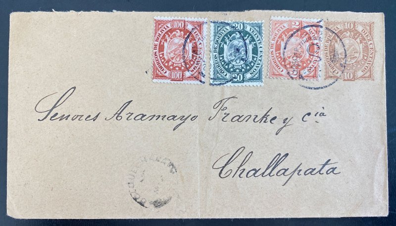 1920s La Paz Bolivia Postal Stationery Cover To Challapata Sc#41 44 46 