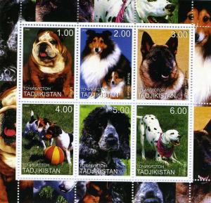 Tajikistan 2000 DOGS VARIOUS Sheet Perforated Mint (NH)