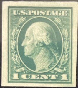 Scott #481 1916 1¢ G. Washington unwatermarked imperf. unused hinged F/VF cent.