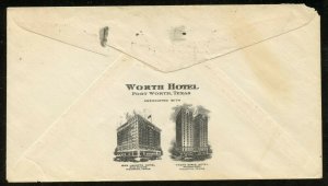 U.S. Scott 901 On 2-sided Ad Cover for Worth Hotel in Fort Worth, Texas