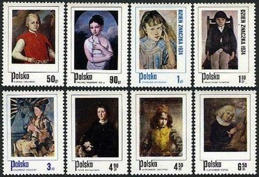 Poland 2058-2065,MNH.Michel 2338-2345. Polish paintings of children,1974.