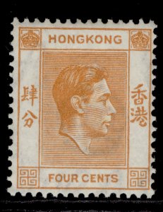 HONG KONG GVI SG142, 4c orange, M MINT. Cat £12.