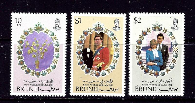 Brunei 268-70 MNH 1981 Prince Charles Wedding to Diana