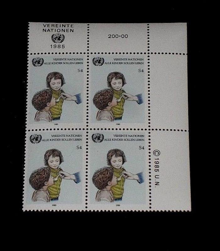 U.N. 1985, VIENNA #55, CHILD SURVIVAL, INSC. BLK/4, NICE!! LQQK!!