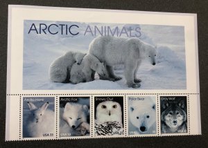 US scott# 3288-3292 Arctic Animals strip of 5 stamps with upper banner MNH