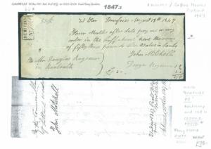 1847.2 GB COFFEE HOUSES Scotland *Dumfries No.* Handstamp £53 Payment Document