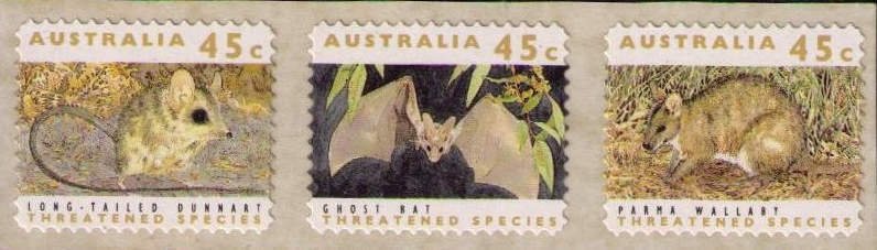 1992  AUSTRALIA - SG: 1312/17 - THREATENED SPECIES S/A STRIP OF 6 UNMOUNTED MINT