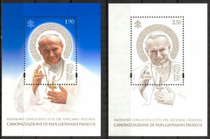 Vatican 2014 Canotisation of Pope John Paul II 2 S/S MNH