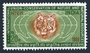 India 505, MNH. Michel 489. Union-Conservation of Nature, 1969. Tiger and globe.