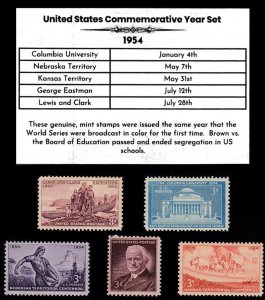 1954 Complete Mint Set of Vintage Commemorative Stamps