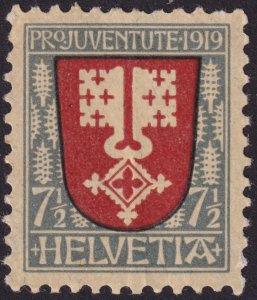 Switzerland 1919 #B12 vf-mh & vf-u 7½c(+5c) Greenish Gray & Light Brown Red Pair