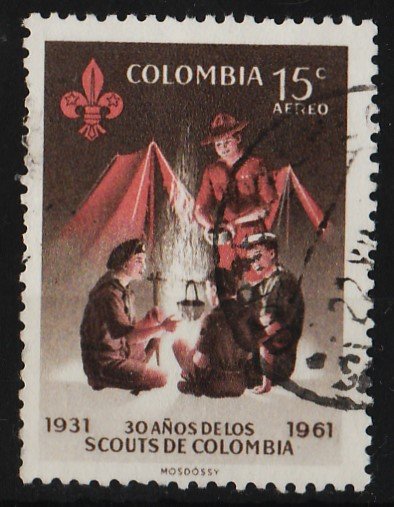 Colombia 1962 Air Mail / Scout Movement 15c (1/3) USED