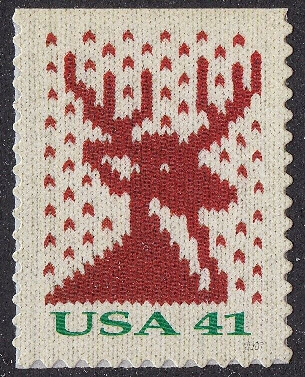 US 4207 Holiday Knits Reindeer 41c single (1 stamp from booklet 20) MNH 2007