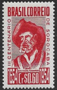 BRAZIL 1954 Baltasar Fernandes Explorer City of Sorocaba Issue Sc 803 MNH