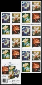 PCBstamps    US #3487/3490e Bk Pane $6.80(20x(34c))Flower, MNH, (3)