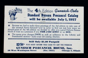 US #UX38 Postal Card Stamp Dealer Bureau Precancel Cat. Chicago Jun 26, 1957