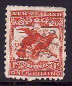 New Zealand-Sc#96- id8-used 1sh red Parrots-Birds-1899-1900-