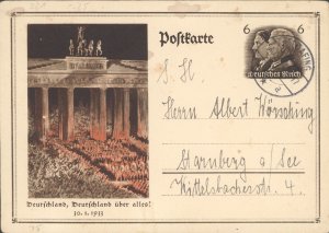 1933  3rd Reich Assumption of Power Postal Stationary -  Feldafing, 1934 Cancel