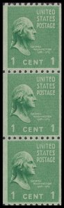 US 848 Presidential George Washington 1c coil strip 3 MNH 1939