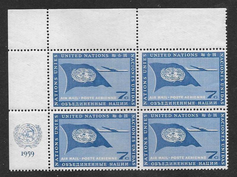 United Nations Scott C7 MNH  Inscription Block