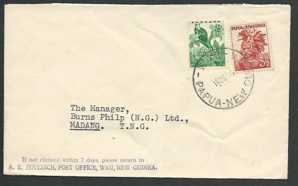 PAPUA NEW GUINEA 1956 cover WAU to Madang..................................59765